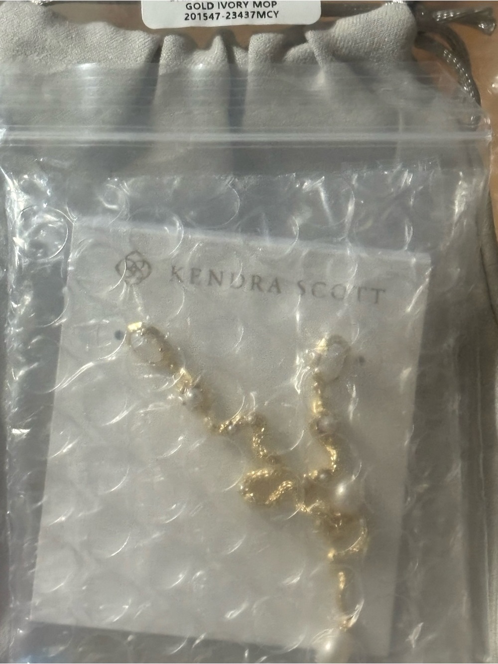 Kendra Scott Lyle Gold Snake Linear Earrings in Ivory Mother-of-Pearl - Picture 3 of 3